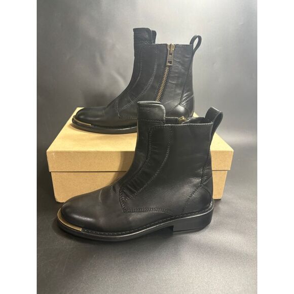 Zadig & Voltaire NIB Laureen‎ High Silk Leather Bootie In Noir/Black FR36/US5